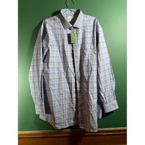 E.B. Wood - Men's Blue/Red Plaid Long Sleeve Button Down Size 18 x 36/37 *New wi